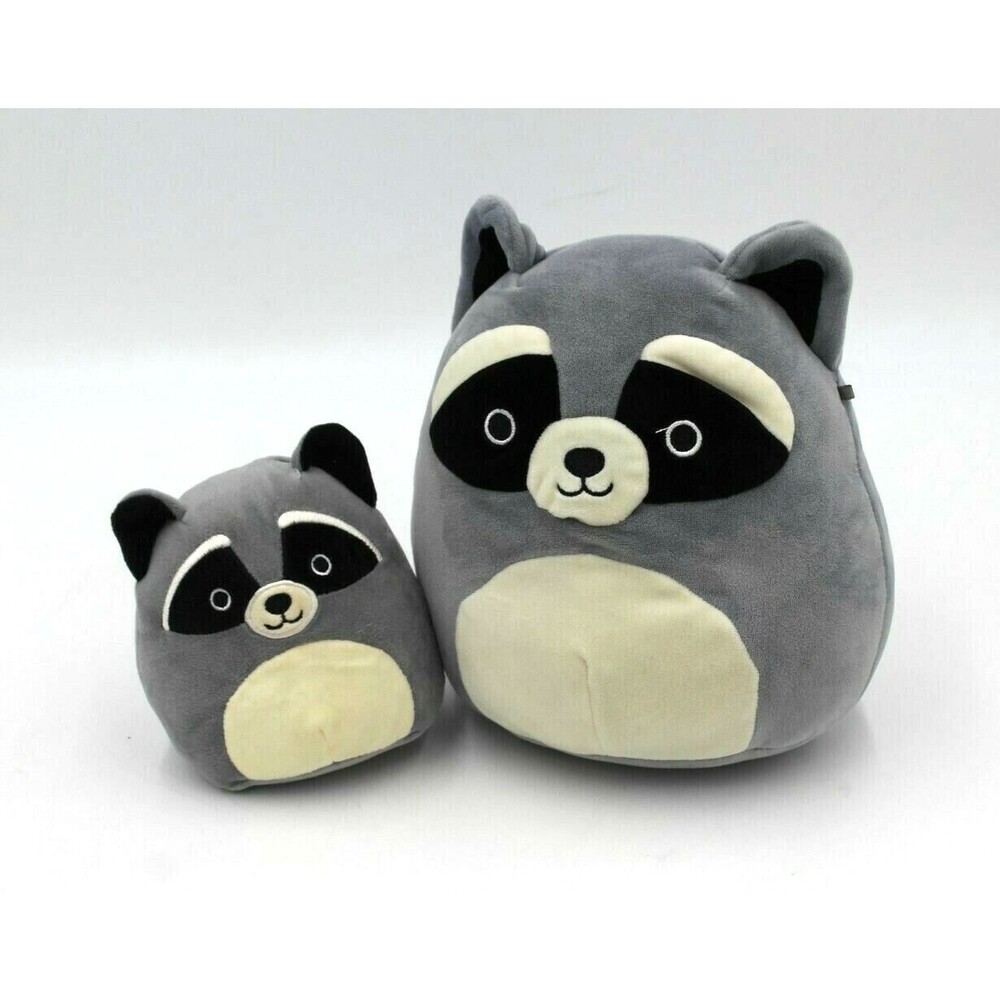 Lot of 2 Squishmallows Gray Randy the Raccoon 5" & 8" Kellytoy 2018 Original HTF